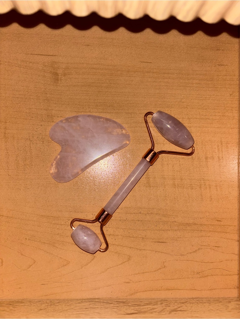 Rose Quartz Facial Roller & Gua Sha Set - Pale Pink
